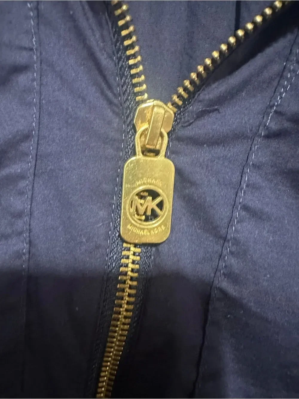 Michael Kors Navy Top with Gold MK Zipper M